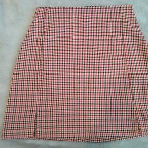 BRANDY MELVILLE J. Galt Shanghai Pleated Plaid Schoolgirl Mini Pencil Skirt, Red